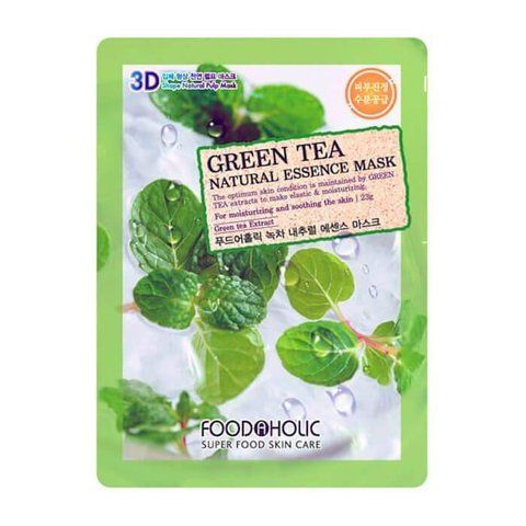 Тканинна маска для обличчя з зеленим чаєм Food A Holic 3D Shape Natural Essence Mask Green Tea 0233 фото