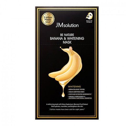 Тканинна маска з бананом та освітлюючим ефектом JMsolution Be Nature Banana & Whitening Mask 24 мл 6933 фото