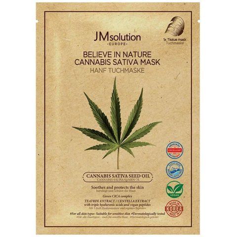 Веганська маска з олією коноплі JMsolution Europe Believe In Nature Cannabis Sativa Seed Oil Mask 1 шт 9172 фото