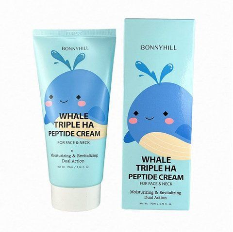 Крем для обличчя та шиї з гіалуроновою кислотою та пептидами Bonnyhill Whale Triple HA Peptide Cream 170 мл 6154 фото