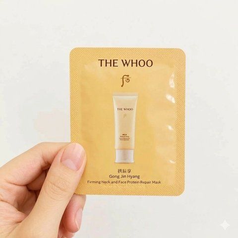 Зміцнююча маска для обличчя та шиї The History of Whoo Gong Jin Hyang Firming Neck and Face Protein Repair Mask пробник 2 мл 9863 фото