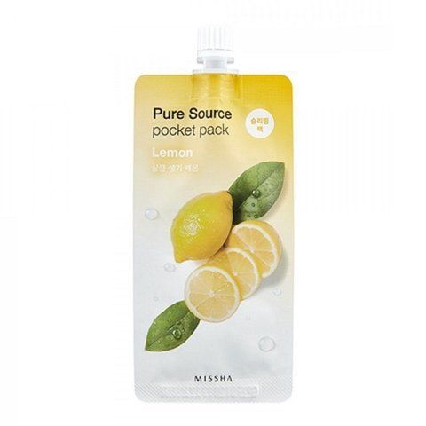 Нічна маска для обличчя з екстрактом лимона Missha Pure Source Pocket Pack 10 мл 9791 фото